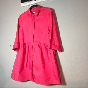 UNTUCKit Mini Dress Pink Collared Button Front Size Medium Cotton Stretch